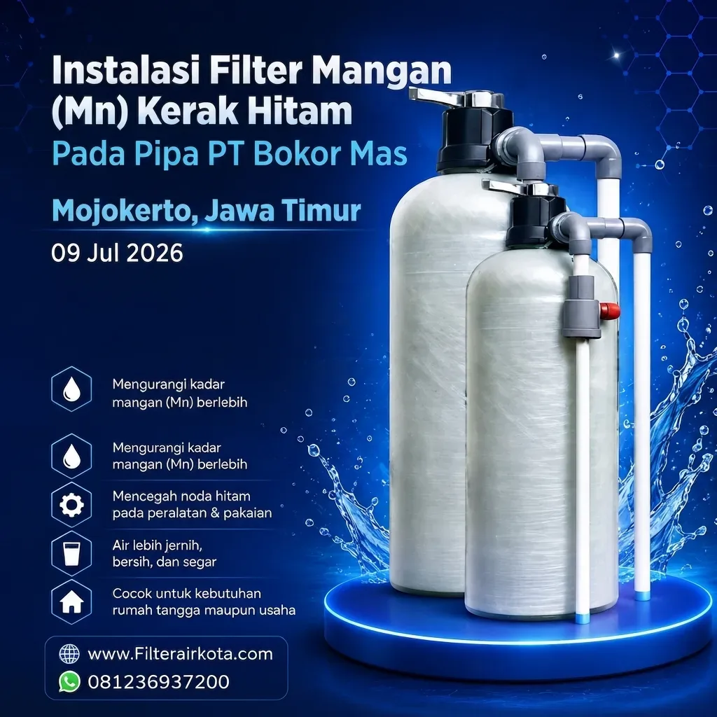 Instalasi Filter Mangan (Mn) Kerak Hitam Pada Pipa PT Bokor Mas